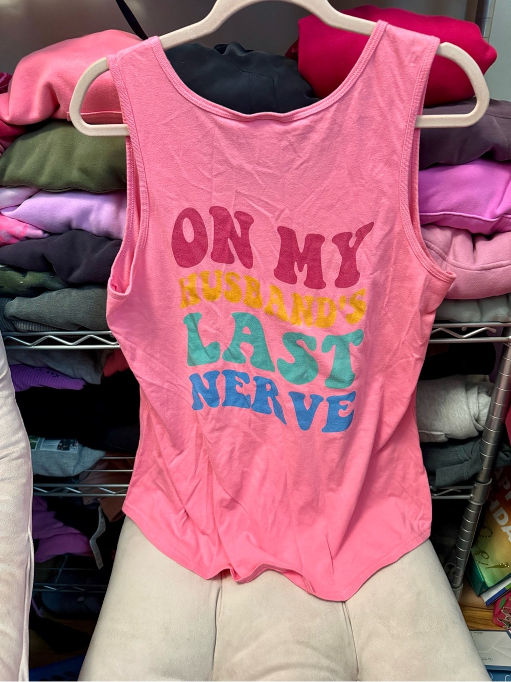 Pink Graphic Tank Top - "On My Husband's Last Nerve" XXL